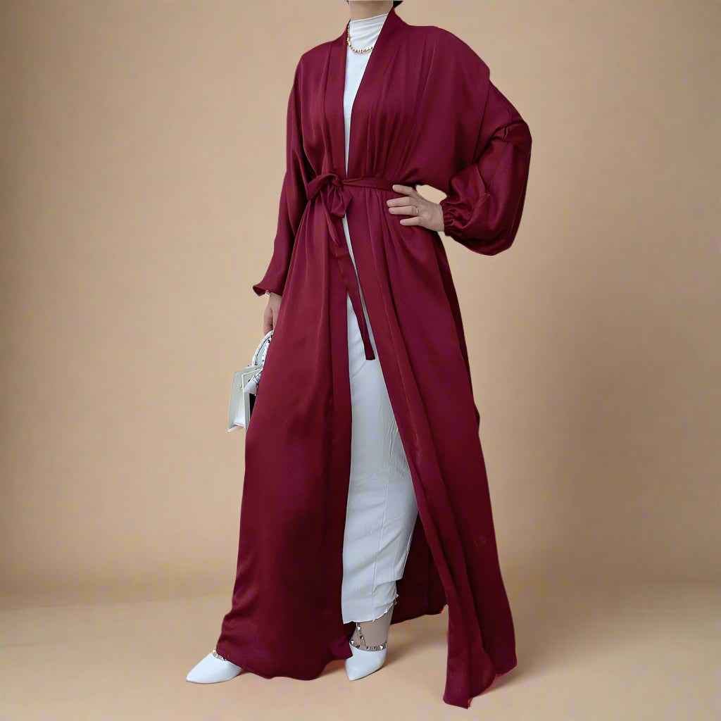 Casual Elegant Women's Belt Style Silky Kimono-Muslim abaya - Try Modest Limited