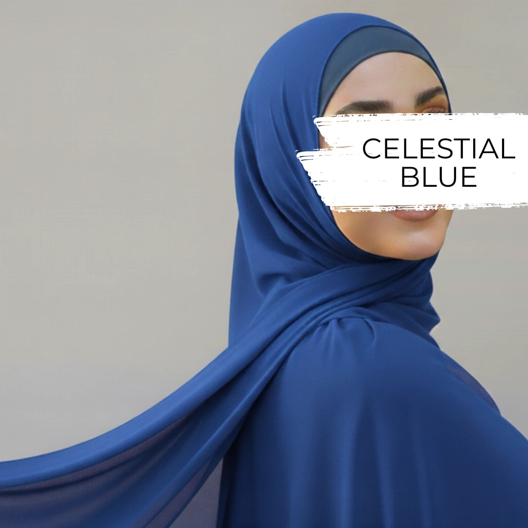 Conjunto de hiyab modal azul celestial