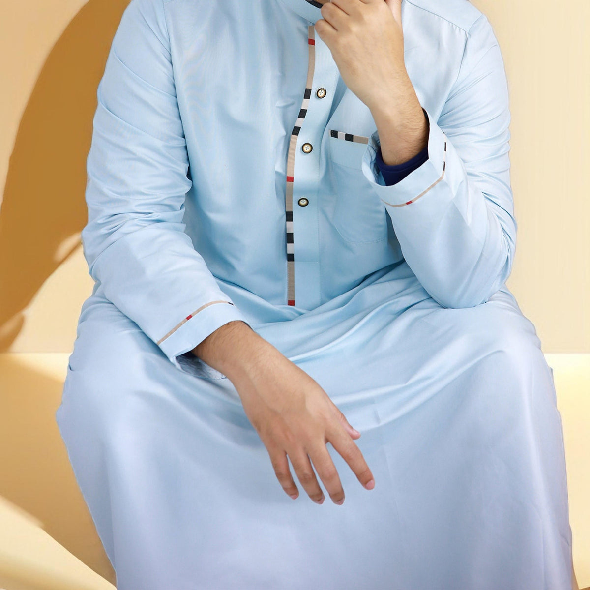 Classic Men's kandura with contrast piping - Try Modest Limited