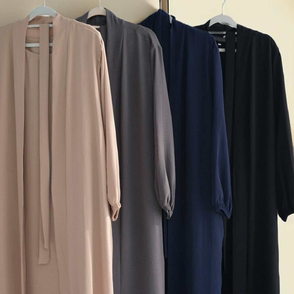 Classic Solid Color Abaya with Hijab Set (3pcs) - Try Modest Limited
