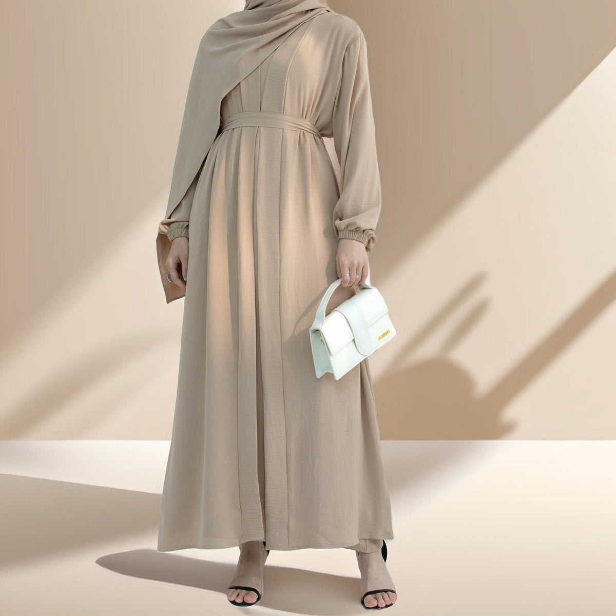 Classic Solid Color Abaya with Hijab Set (3pcs) - Try Modest Limited