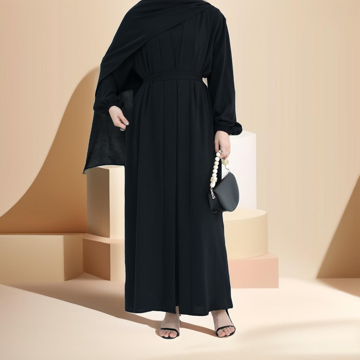 Classic Solid Color Abaya with Hijab Set (3pcs) - Try Modest Limited