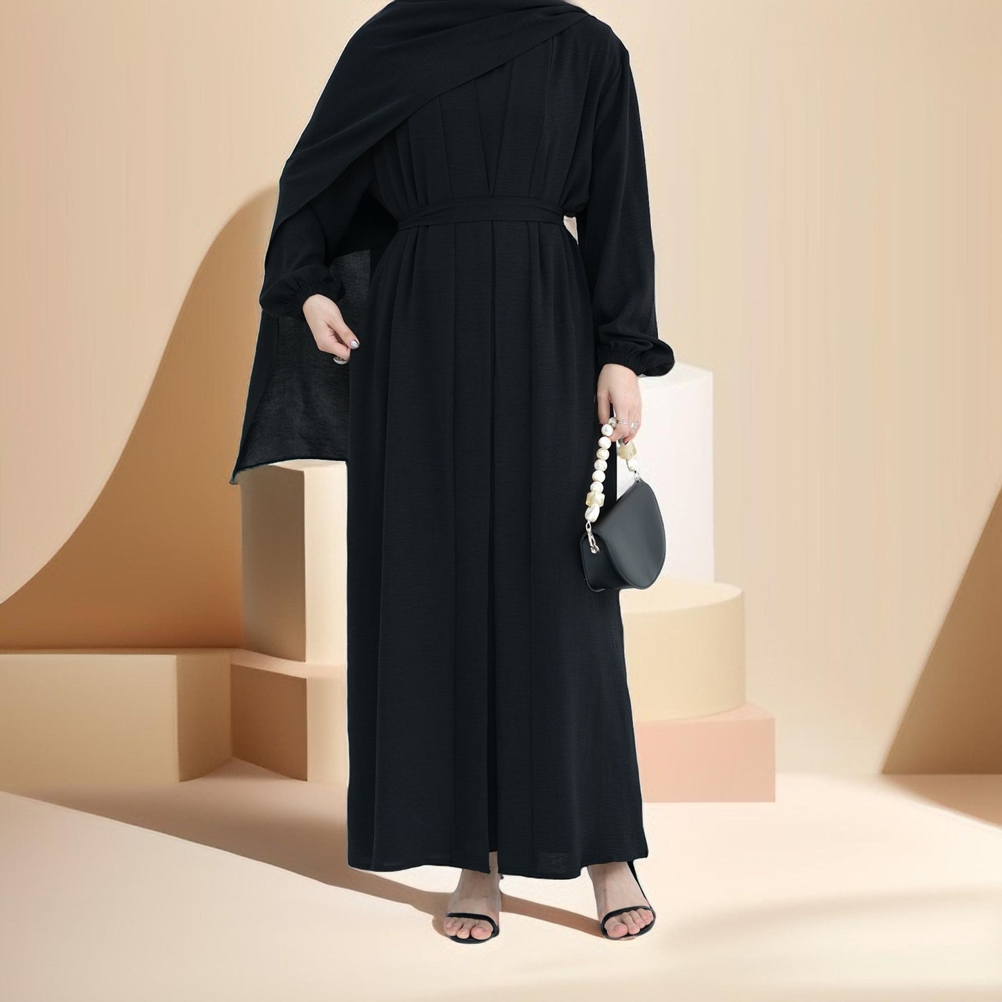 Classic Solid Color Abaya with Hijab Set (3pcs) - Try Modest Limited 