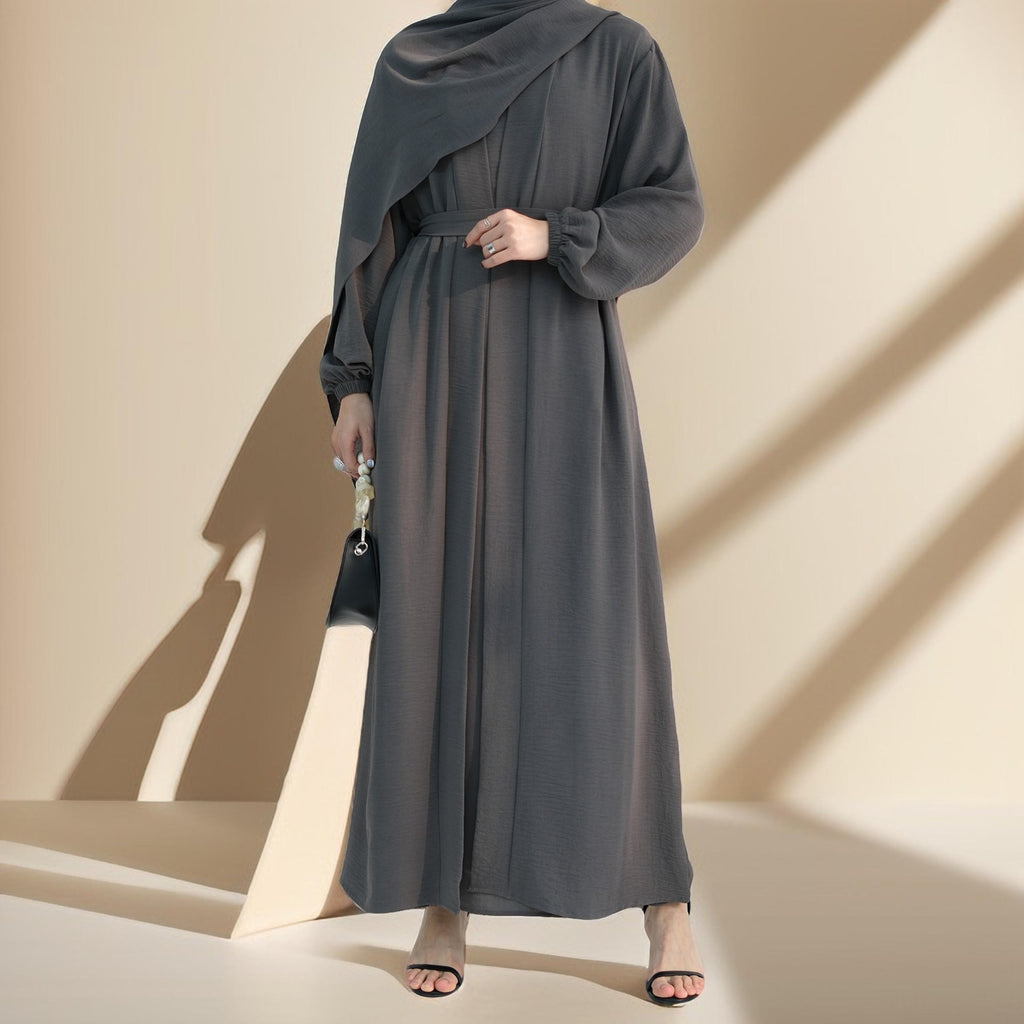 Classic Solid Color Abaya with Hijab Set (3pcs) - Try Modest Limited