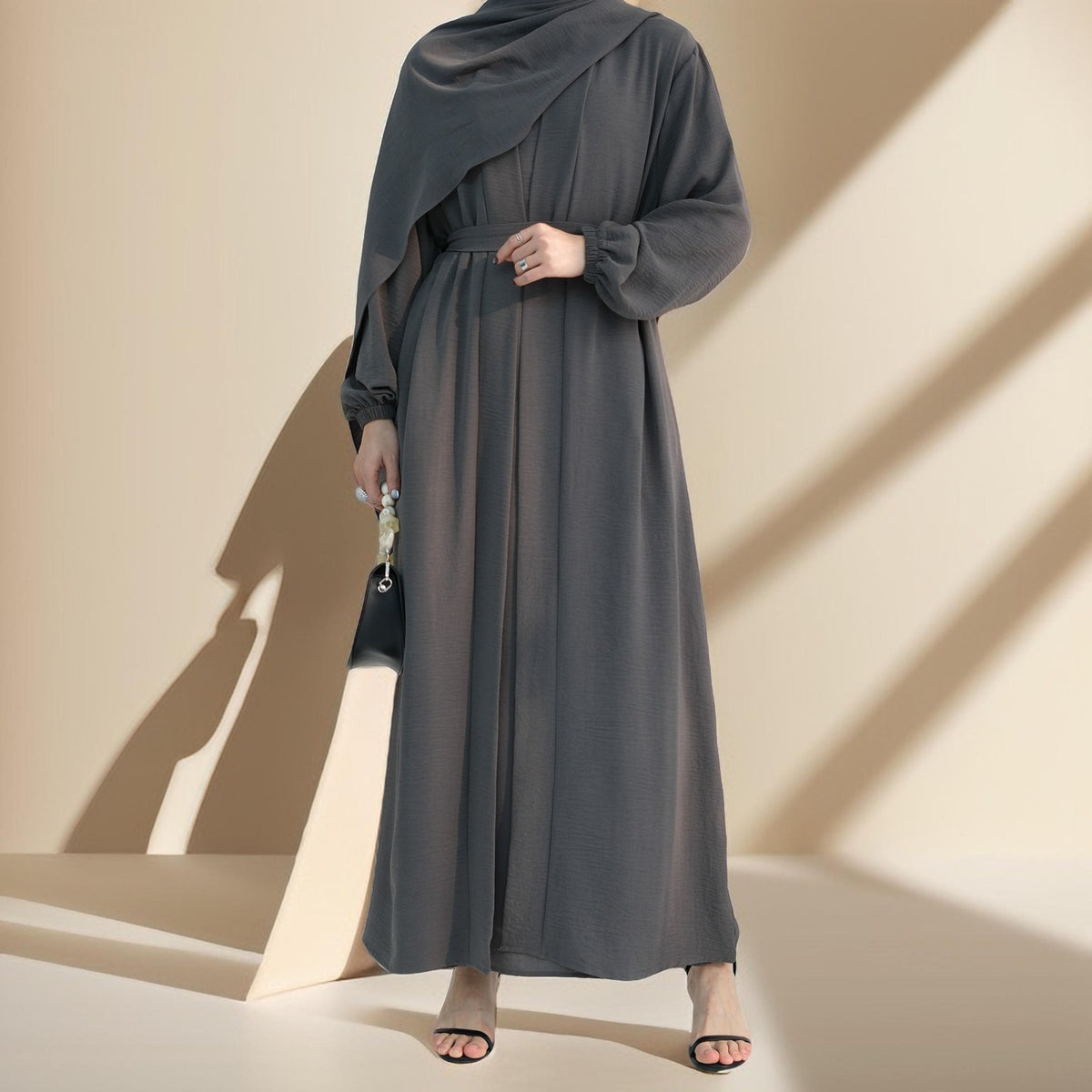 Classic Solid Color Abaya with Hijab Set (3pcs) - Try Modest Limited