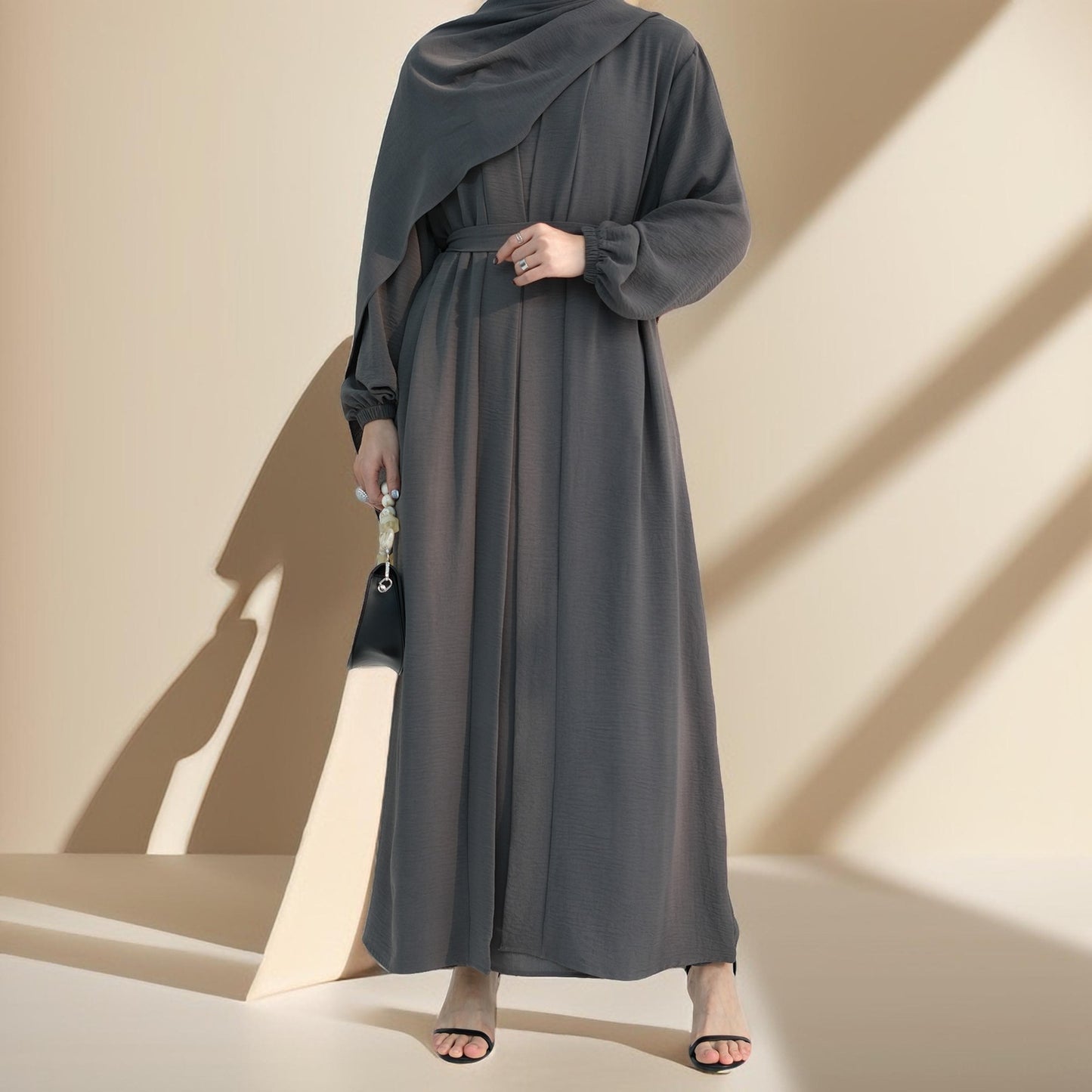 Classic Solid Color Abaya with Hijab Set (3pcs) - Try Modest Limited 