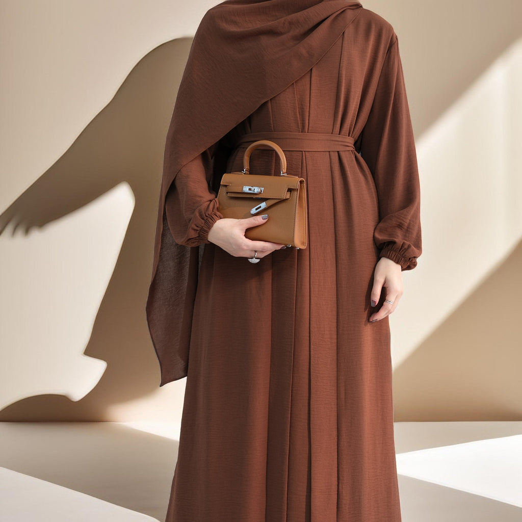 Classic Solid Color Abaya with Hijab Set (3pcs) - Try Modest Limited