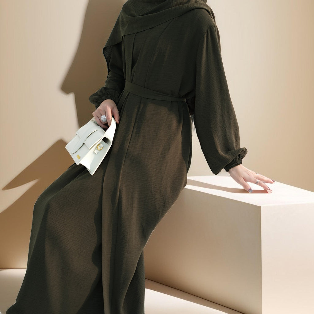 Classic Solid Color Abaya with Hijab Set (3pcs) - Try Modest Limited