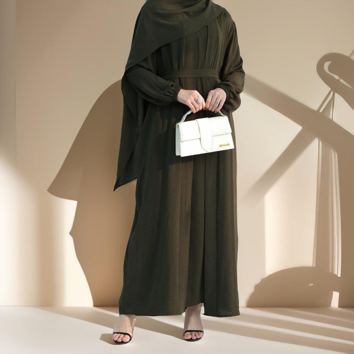 Classic Solid Color Abaya with Hijab Set (3pcs) - Try Modest Limited 