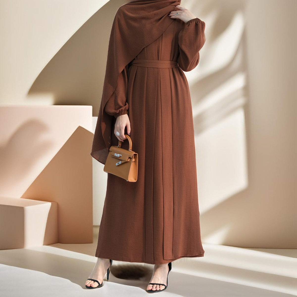 Classic Solid Color Abaya with Hijab Set (3pcs) - Try Modest Limited