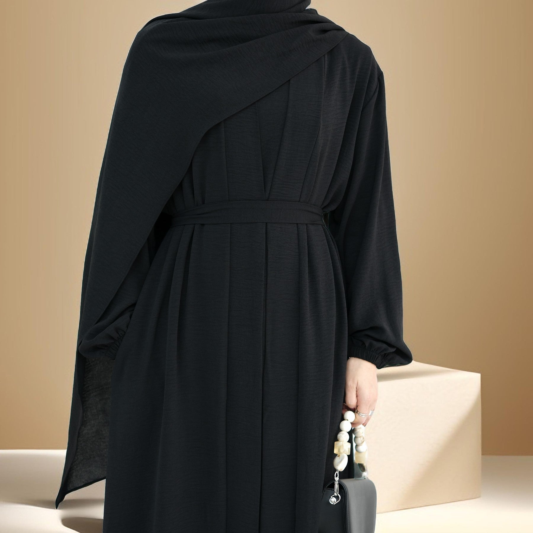 Classic Solid Color Abaya with Hijab Set (3pcs) - Try Modest Limited 