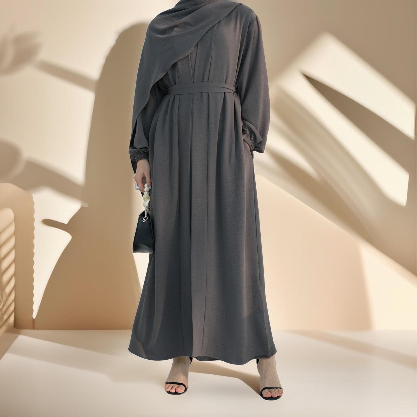 Classic Solid Color Abaya with Hijab Set (3pcs) - Try Modest Limited 