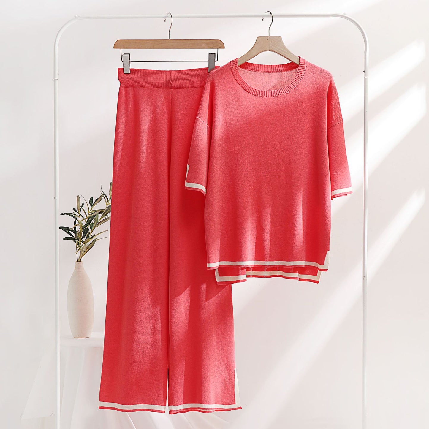 Classic Style Ice Silk Knitting Suit Two-piece Set - Try Modest Limited 