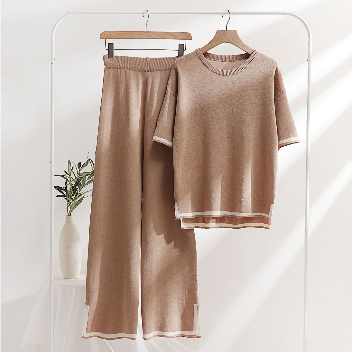 Classic Style Ice Silk Knitting Suit Two-piece Set - Try Modest Limited 