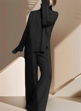 Comfy and Stylish Turtleneck and Wide-Leg Pants Set - Try Modest Limited
