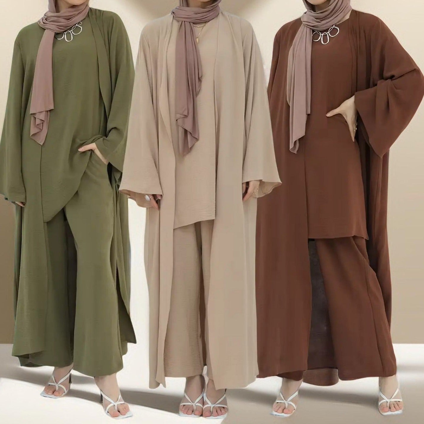 Bekväm täckning 3 PC Abaya Set