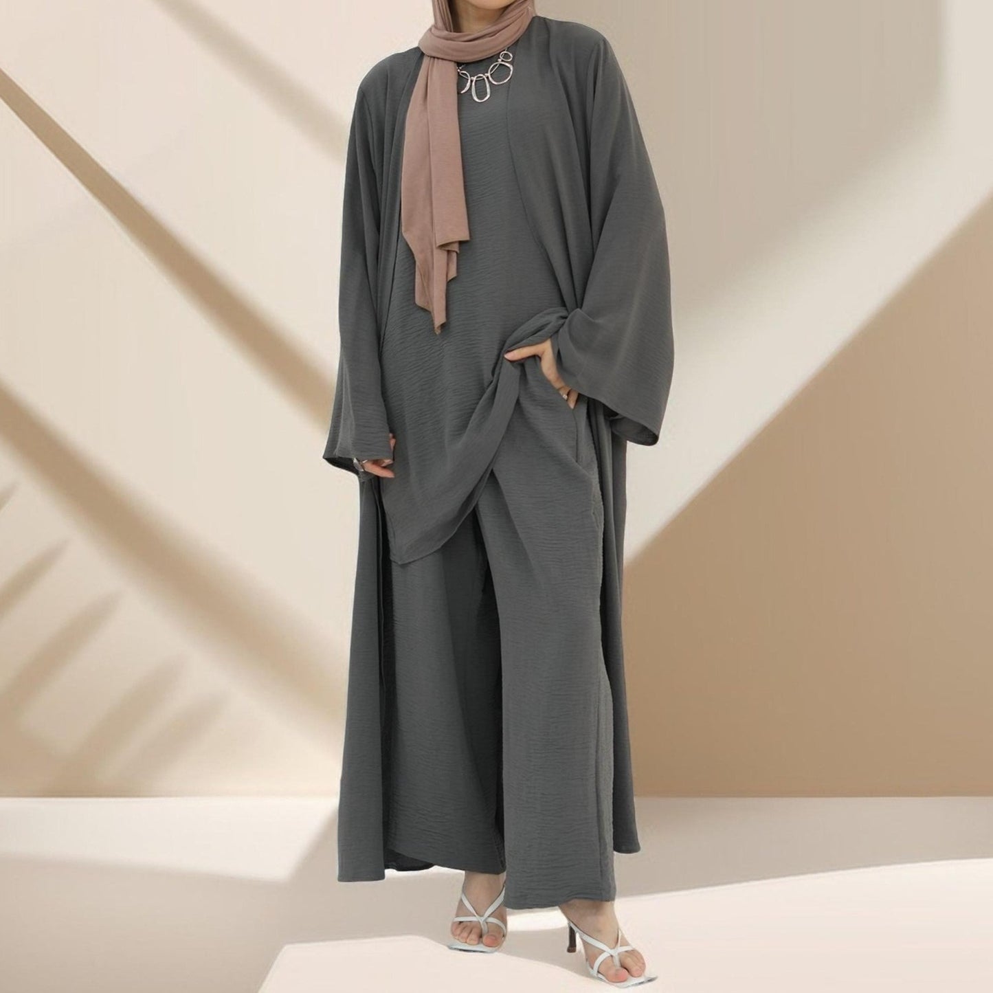 Ensemble d'abaya de 3 pièces Cover-Up confortable