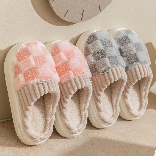 Cozy Plaid Plush Slippers - Try Modest Limited 