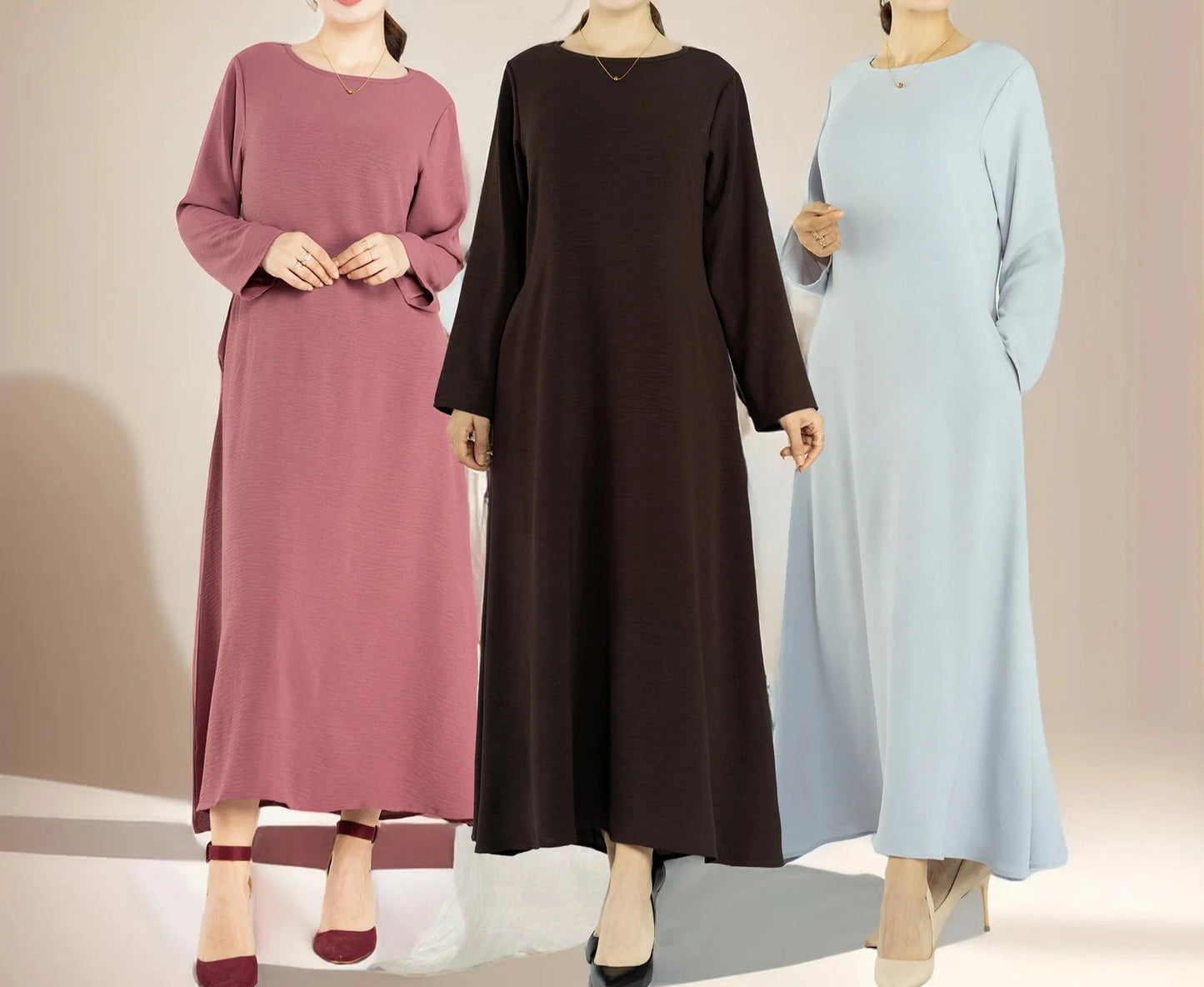 Dalia loose slip dress with pockets and long sleeve - Try Modest Limited 