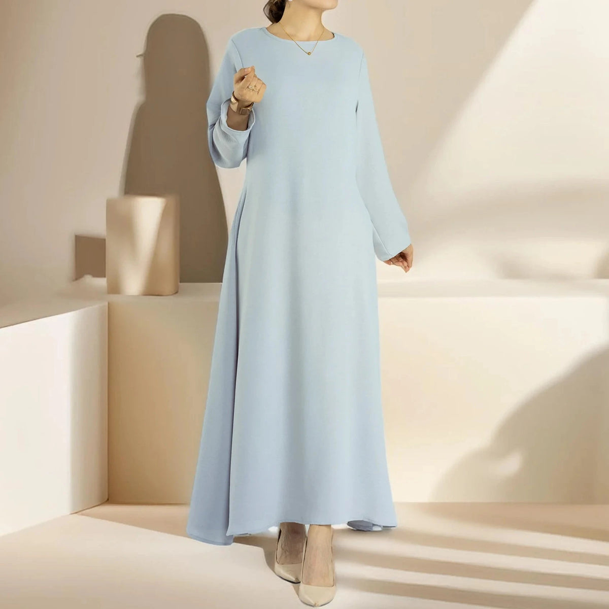 Dalia loose slip dress with pockets and long sleeve - Try Modest Limited