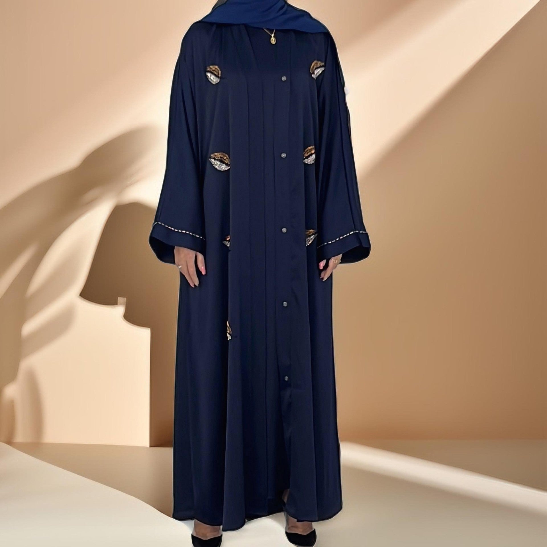 Delicate embroidered festive abaya with belt - Try Modest Limited 