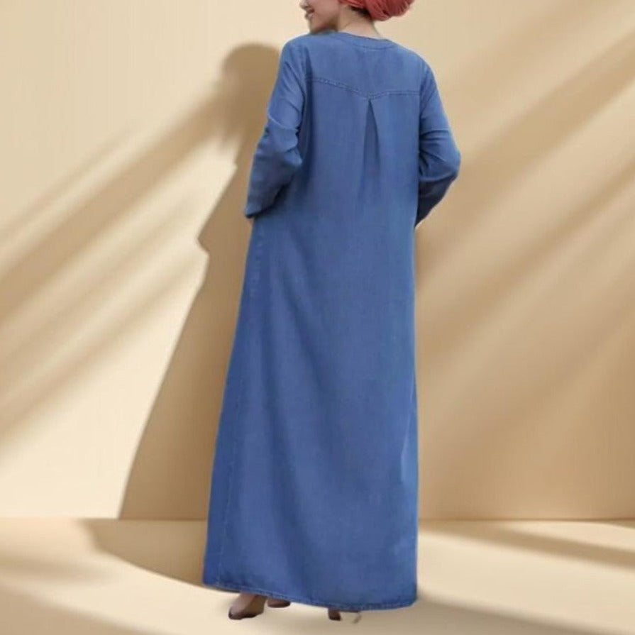Denim Full Front zipper Stylish Abaya - Try Modest Limited