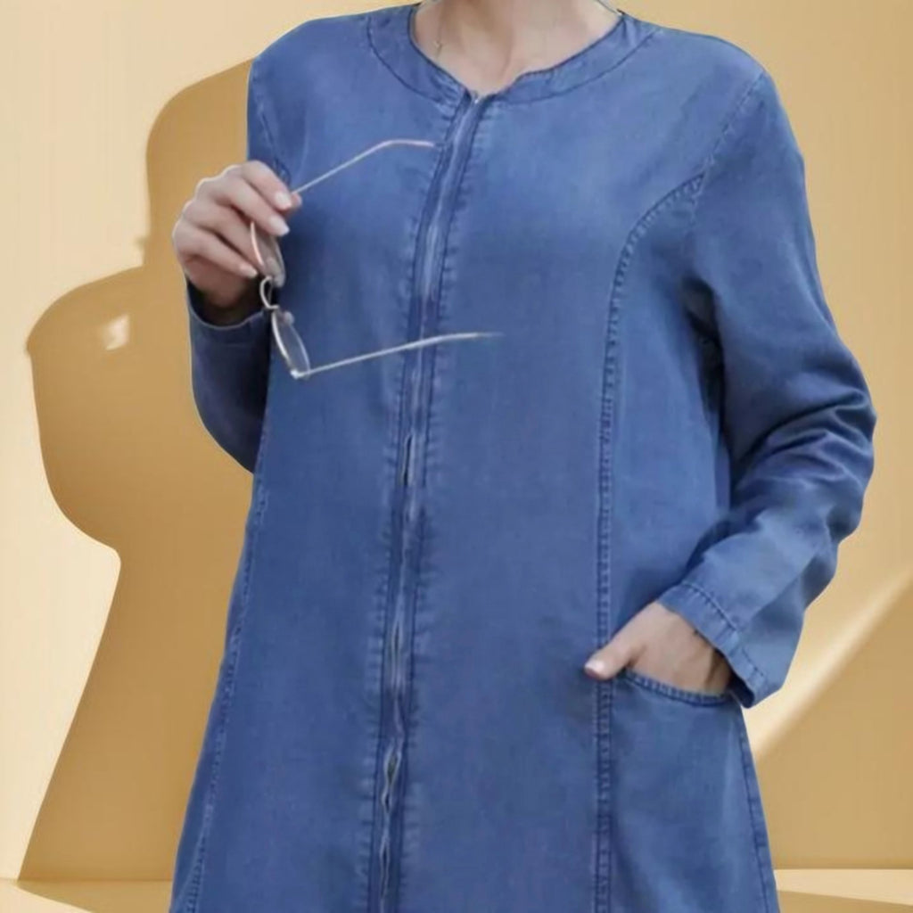 Denim Full Front zipper Stylish Abaya - Try Modest Limited