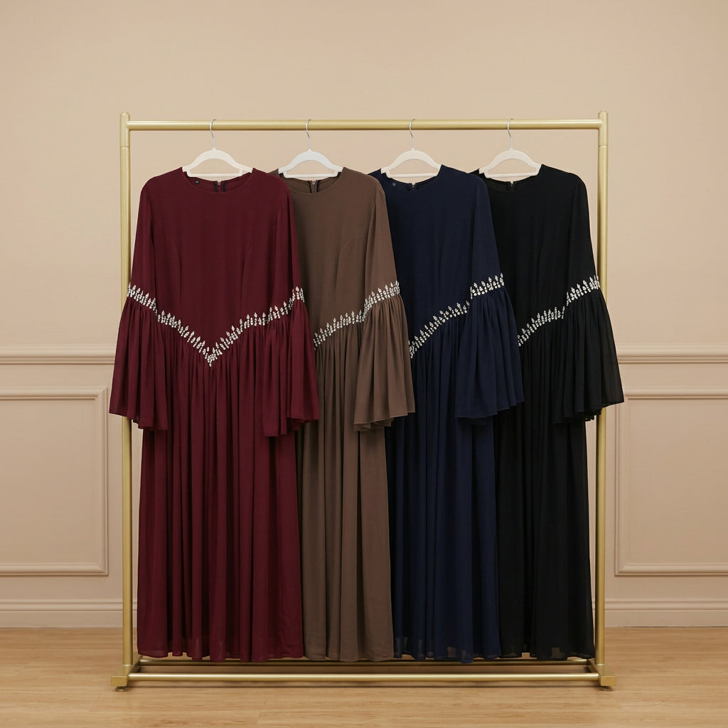 Dilara Perlenbesetztes Chiffon-Maxikleid