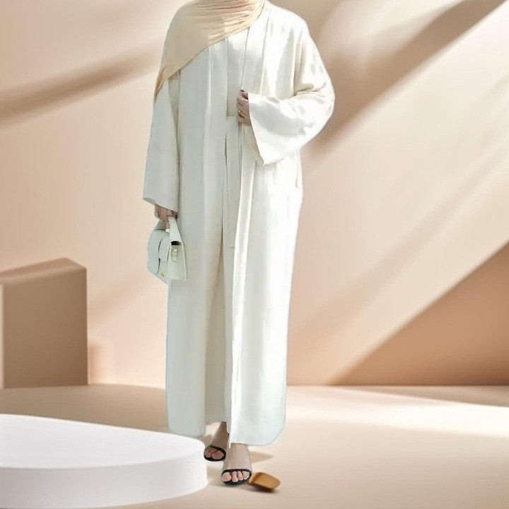 Draped Duet: Linen abaya throwover and slip dress - Try Modest Limited 