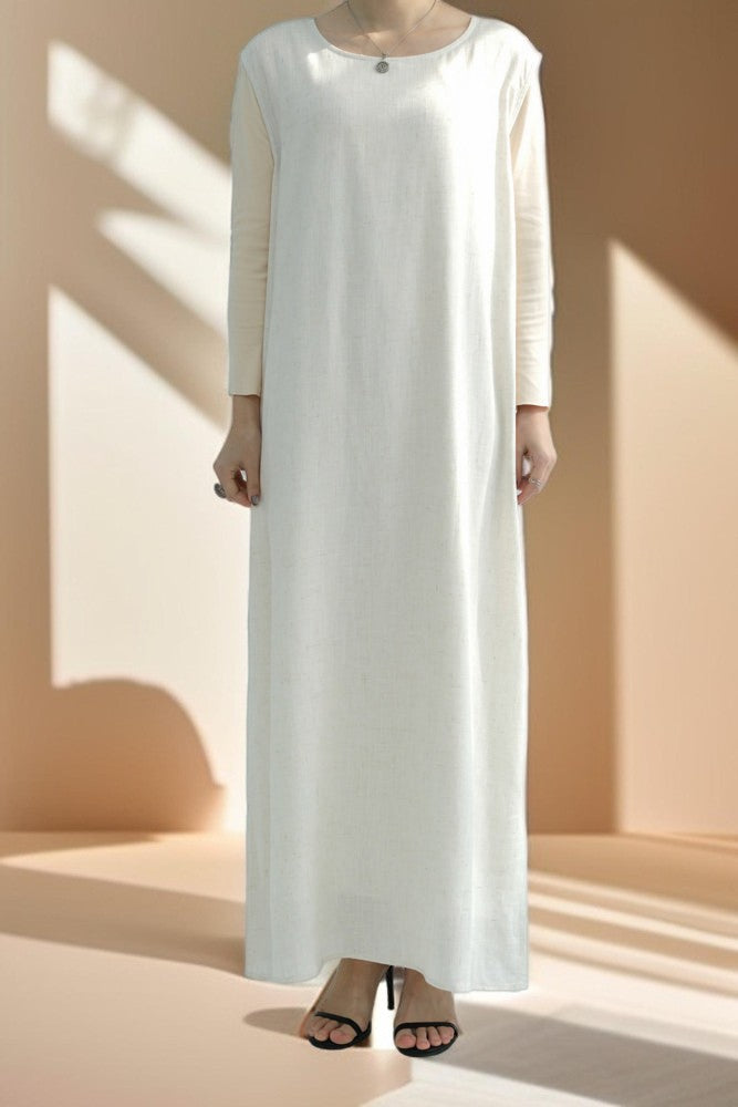 Draped Duet: Linen abaya throwover and slip dress - Try Modest Limited 