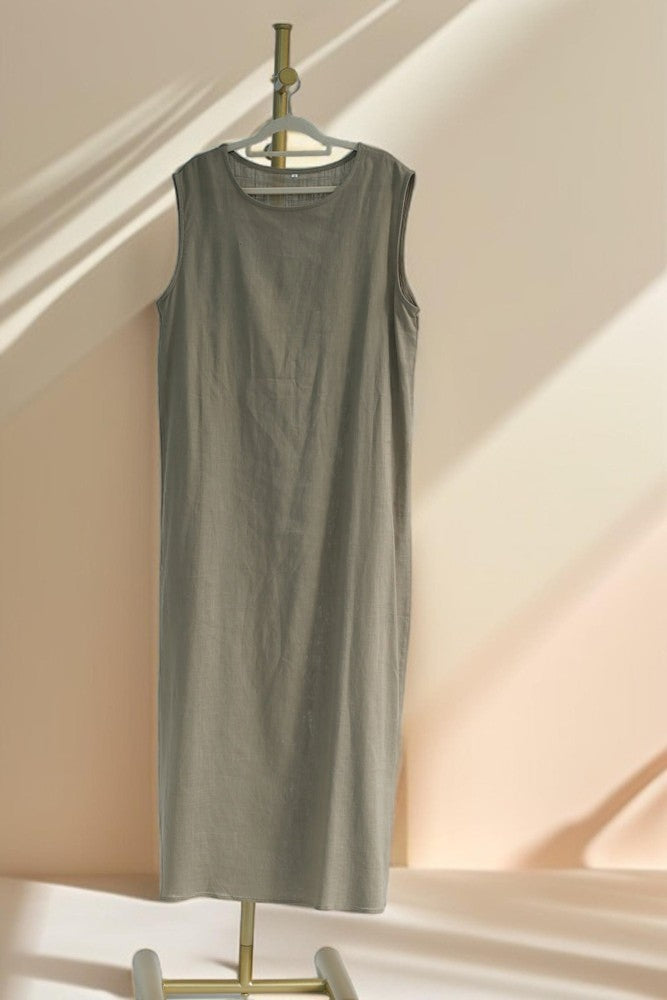 Draped Duet: Linen abaya throwover and slip dress - Try Modest Limited 