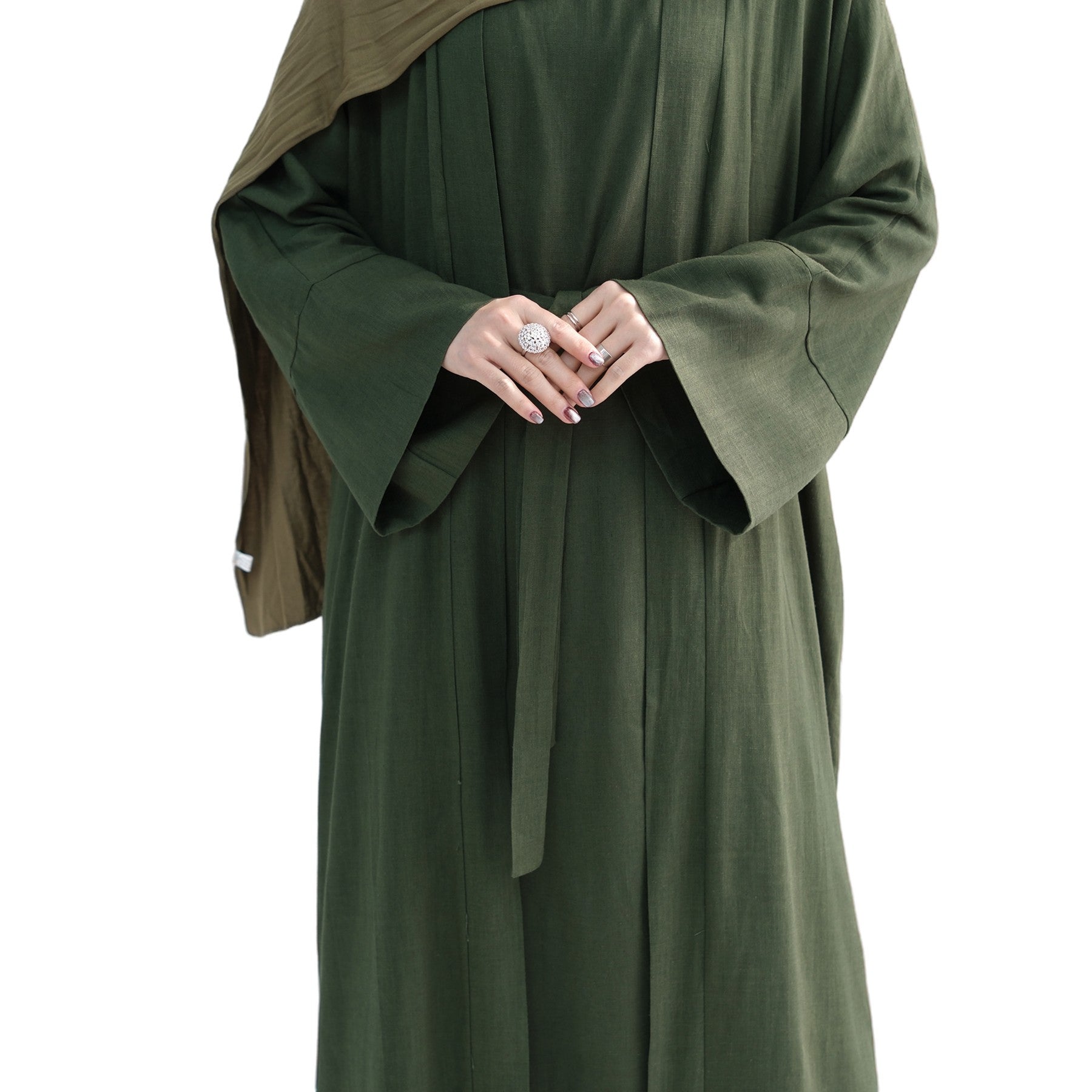 Draped Duet: Linen abaya throwover and slip dress - Try Modest Limited 