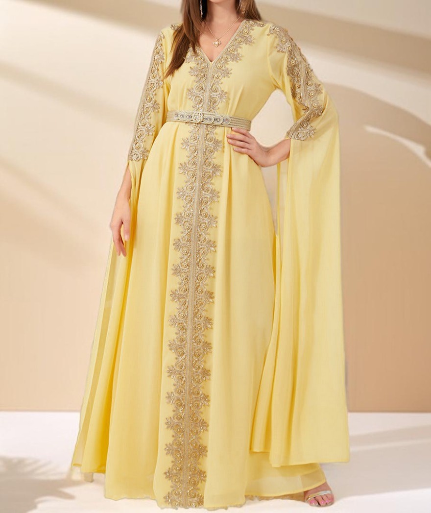 Dubai Style Kaftan with Detachable Belt - Try Modest Limited