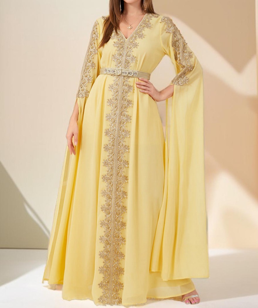 Dubai Style Kaftan with Detachable Belt - Try Modest Limited