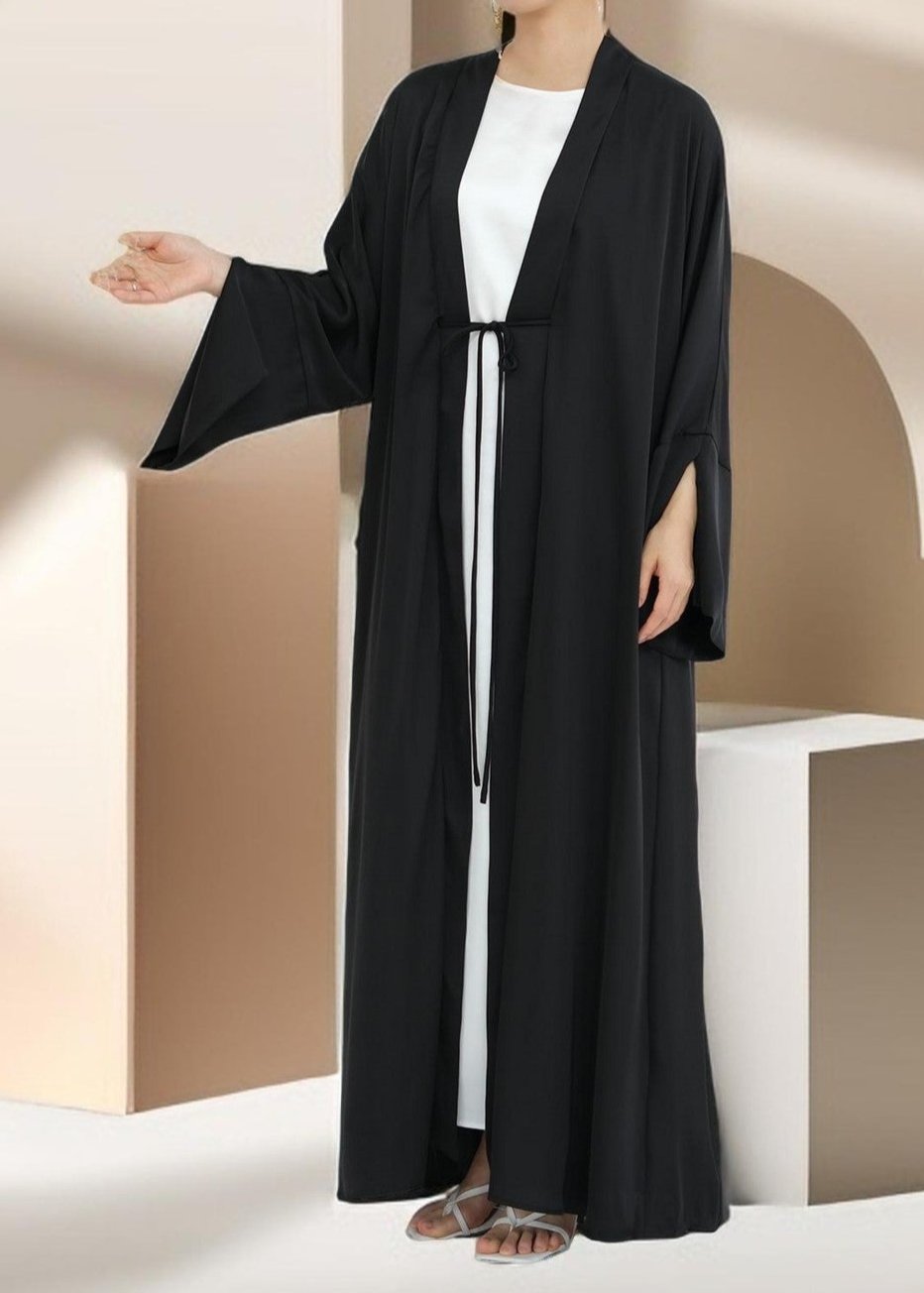 Duha Open Front Satin Abaya - Try Modest Limited