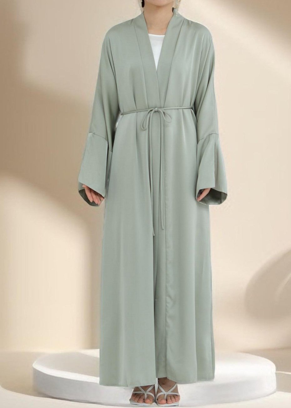 Duha Open Front Satin Abaya - Try Modest Limited
