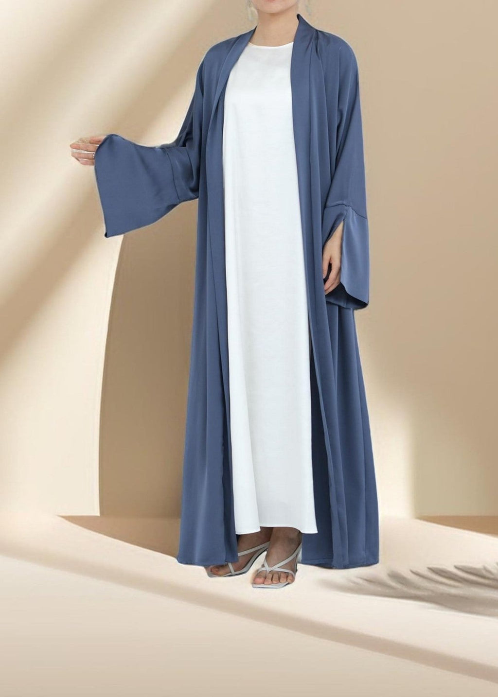 Duha Open Front Satin Abaya - Try Modest Limited