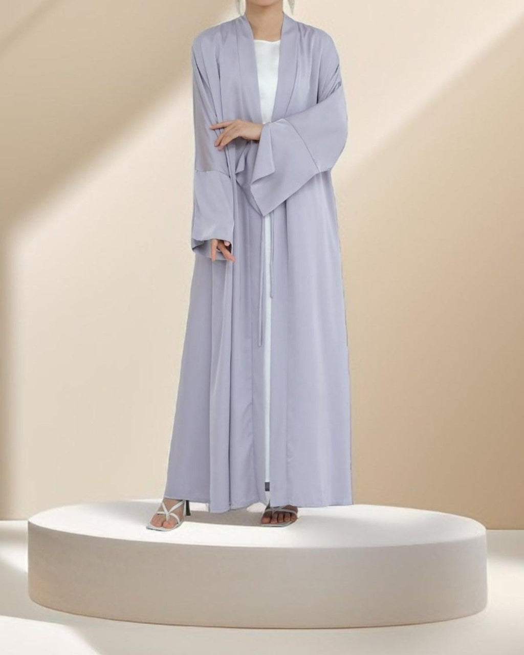 Duha Open Front Satin Abaya - Try Modest Limited