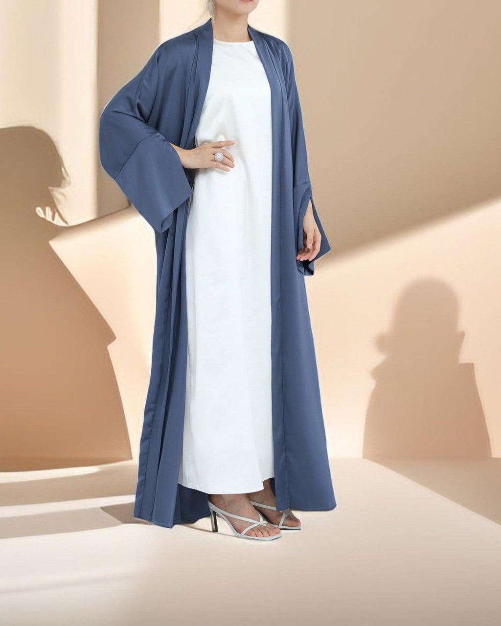 Duha Open Front Satin Abaya - Try Modest Limited