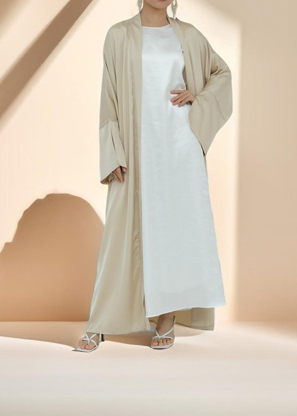 Duha Open Front Satin Abaya - Try Modest Limited