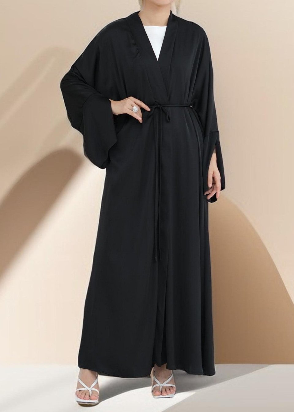 Duha Open Front Satin Abaya - Try Modest Limited