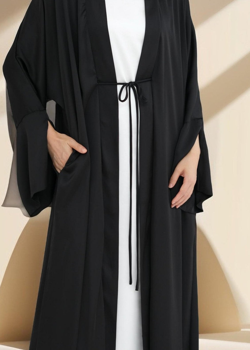 Duha Open Front Satin Abaya - Try Modest Limited