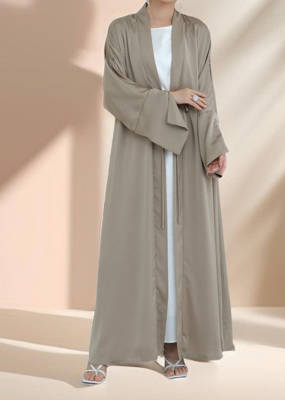 Duha Open Front Satin Abaya - Try Modest Limited