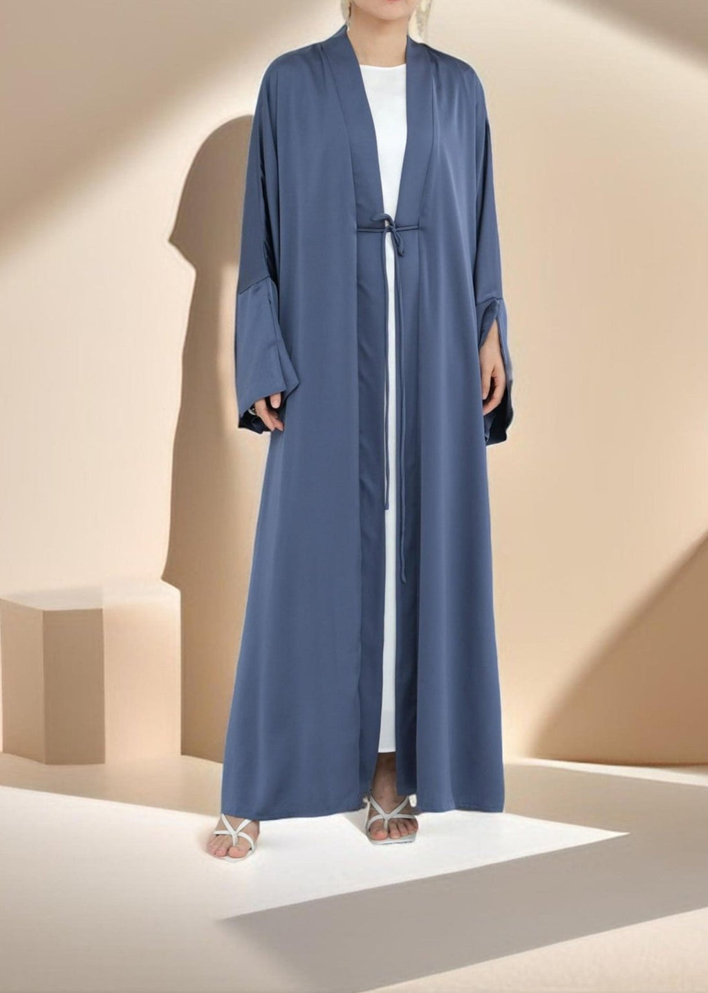 Duha Open Front Satin Abaya - Try Modest Limited