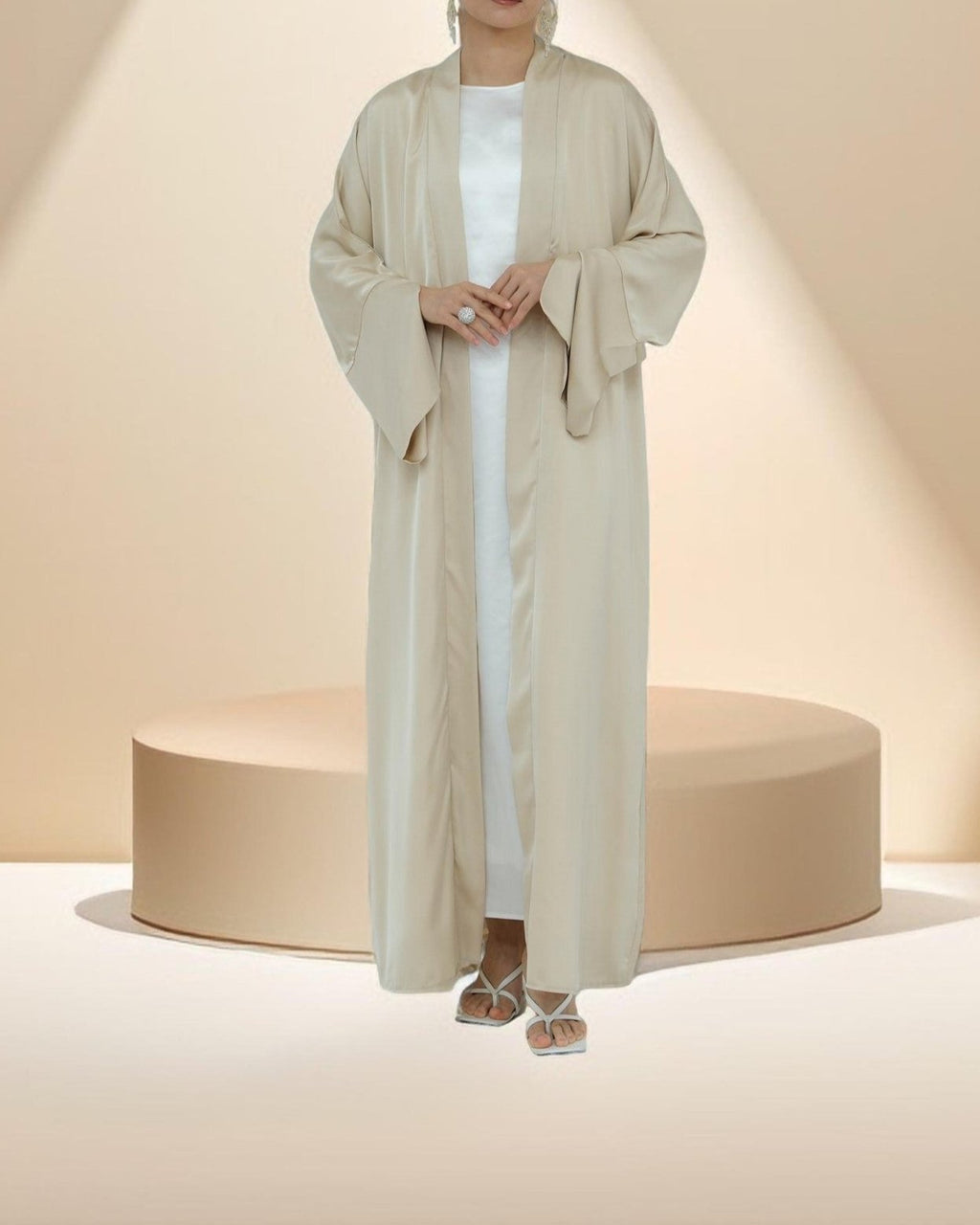 Duha Open Front Satin Abaya - Try Modest Limited