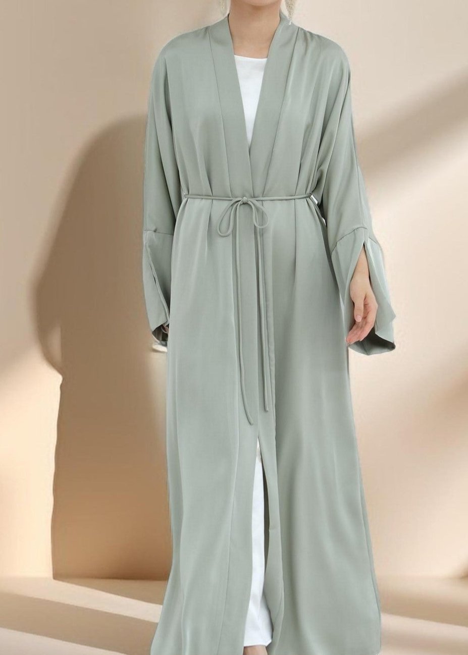 Duha Open Front Satin Abaya - Try Modest Limited