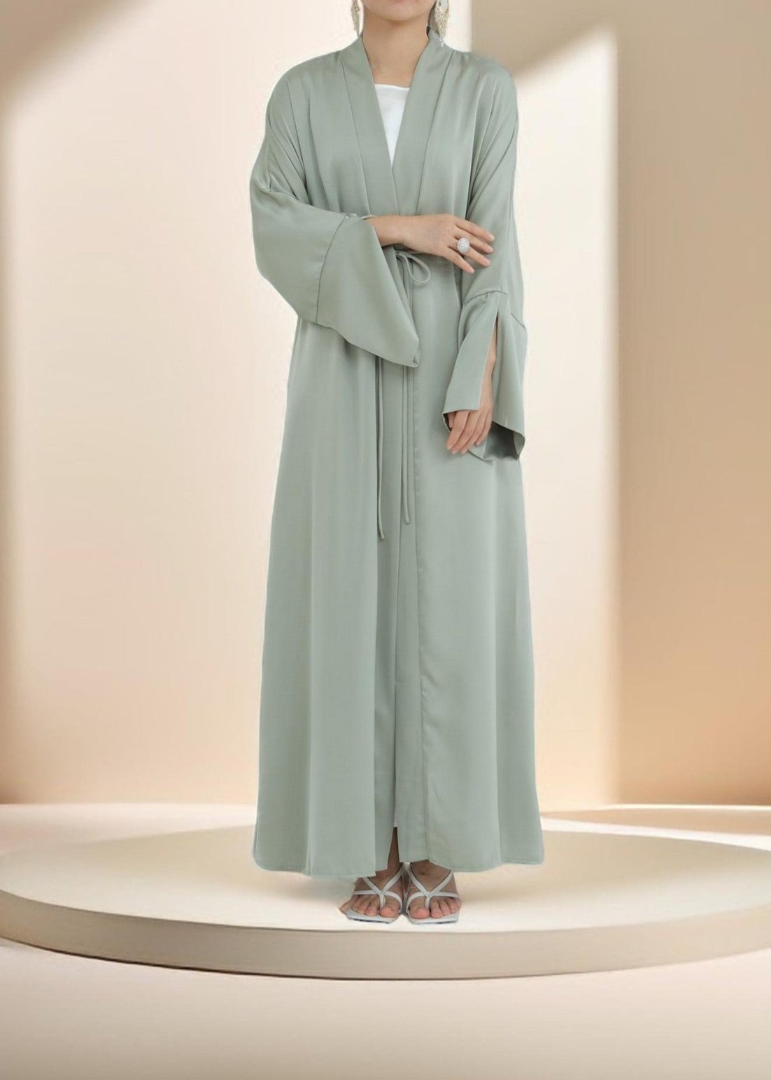 Duha Open Front Satin Abaya Try Modest Limited