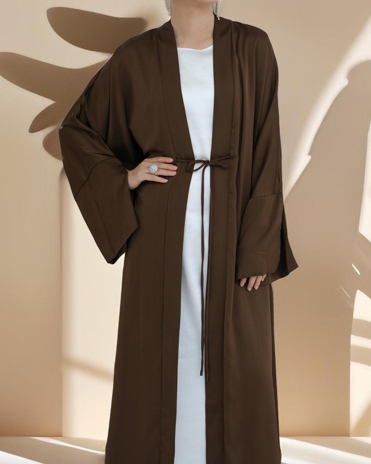 Duha Open Front Satin Abaya Try Modest Limited