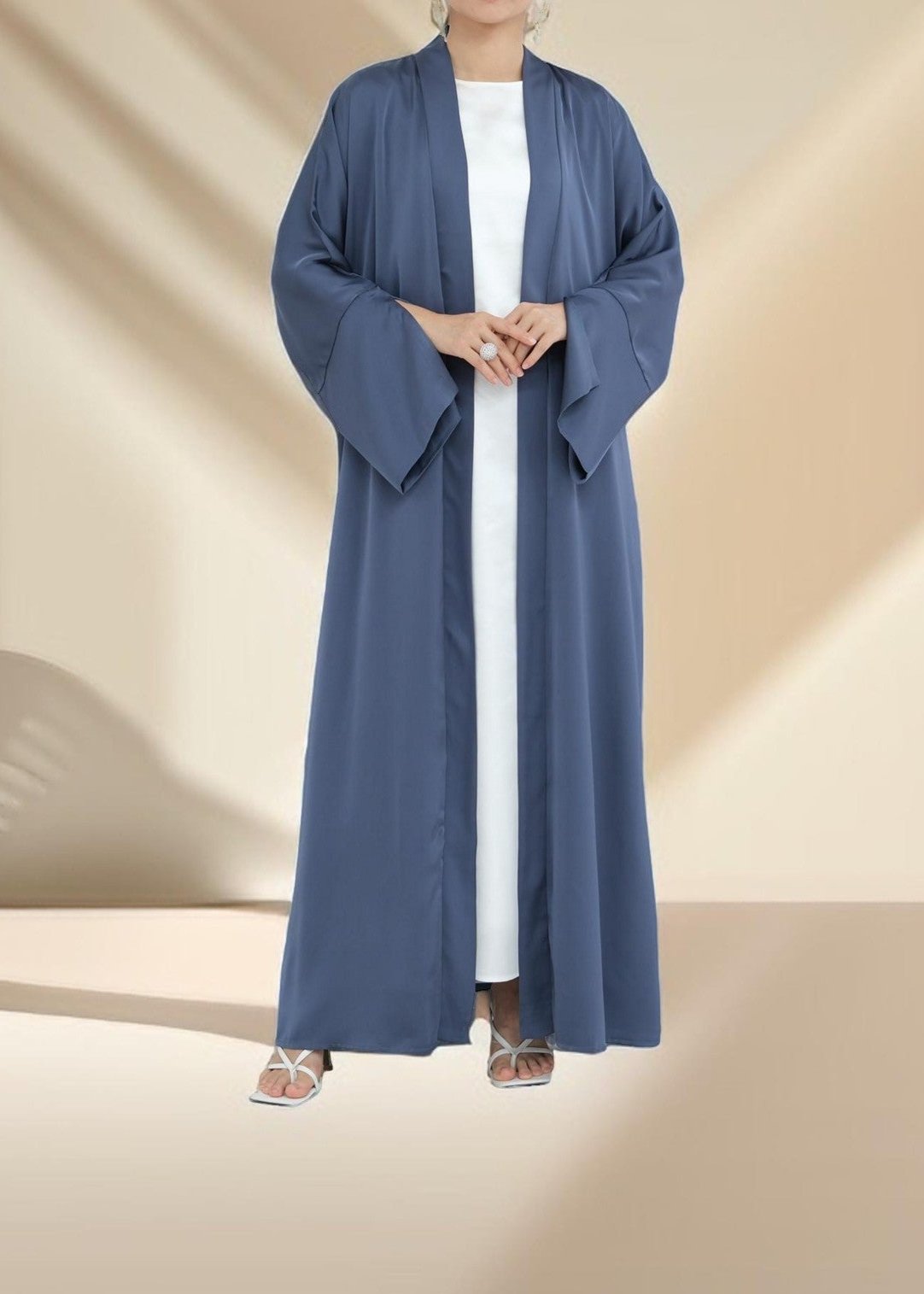 Duha Open Front Satin Abaya - Try Modest Limited