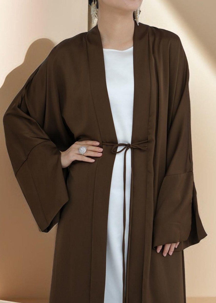Duha Open Front Satin Abaya - Try Modest Limited